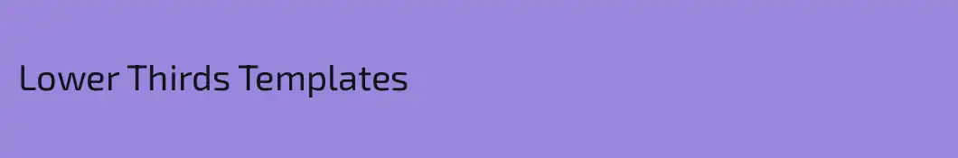 Lower Thirds Templates